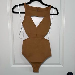 Camel Brown Cutout Bandage Bodysuit XS